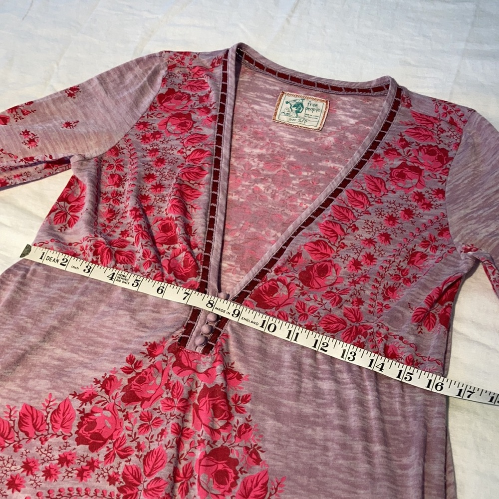 Free people boho tunic top floral romantic S - Picture 9 of 15